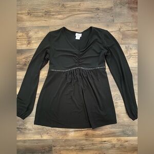 Oh Baby! by Motherhood Black Long Sleeve Maternity Top | Size M | Sequin Trim
